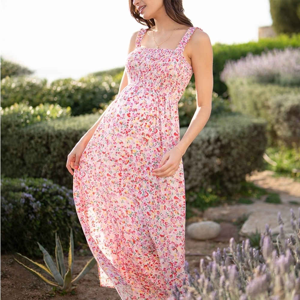 Seraphine | Maternity Floral Pink Maxi Dress